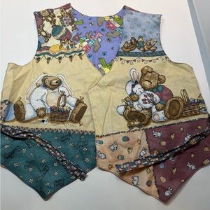 Kids' Bear & Bunny Patterned Reversible Vest - Easter Fun